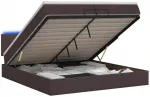 Otmana lova su matracsu ir LED Tamsiai rudas 200 x 200 cm