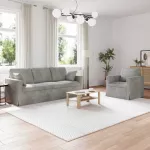 Sofa Sofos komplektas 2 vnt. &Scaron;viesiai pilka Aksomas