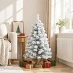 Mini apsnigta kalėdų eglutė 90 cm PVC Žalia ir balta