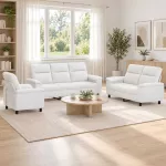 Sofa Sofos komplektas 3 vnt. Balta Audinys