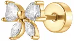 Luca Barra Single auksinis-plated labret Bow with zircons PR137