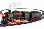 Juntong Toys Factory Vaiki&scaron;kas traukinys su bėgiais ir garais