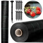 Piktžolių plėvelė 70 g/m&sup2;, 1.6 m x 50 m, 50 smeigtukų, agroplėvelė, daržo danga, sodo plėvelė, žemės danga