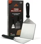Grillart&reg; Premium grilio mentelių rinkinys, pagamintas i&scaron; auk&scaron;tos kokybės nerūdijančio plieno, skirtas smulkintiems mėsainiams, įskaitant 30 vnt. mėsainių popieriaus - grilio mentelė plančiai ir teppanyaki - nerūdijančio plieno grilio mentelė -