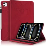 Succtopy dėklas, skirtas Ipad Pro 13 colių (m4) 2024, folio atverčiamas Pu odinis apsauginis dėklas, skirtas Ipad Pro 13 colių (m4) plan&scaron;etiniam kompiuteriui su ra&scaron;iklio laikikliu ir stovo funkcija, skirtas 13 colių Ipad Pro 2024, raudonas