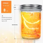 Cnosdb stiklainiai konservavimui 250 ml, 6 vnt. 8 oz mason stiklainis konservavimui su užsukamu dangteliu naminiam džemui, pomidorams, agurkams, medui, avižoms, žele, vaisių maisto produktų laikymui (6 vnt. 250 ml)