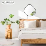 Aoaopq Netaisyklingas juodas sieninis makiažo veidrodis, mielas dekoratyvinis modernus asimetri&scaron;kas veidrodis prie&scaron;kambariui, du&scaron;o veidrodis, sieninis veidrodis plonu rėmu, persirengimo veidrodis 30 x 40 cm