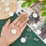 Dicosmetic Cabochon ruo&scaron;iniai raktų pakabukams, dvipusiai pakabukų padėklai, apvalūs lydinio nuotraukų rėmeliai su raktų pakabuku ir stiklo Cabochon papuo&scaron;alų gamybai, metalas