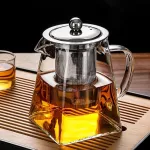 Virdulys Yueming arbatinukas su sieteliu, 550 ml, stiklinis kvadratinis arbatinukas, stiklinis puodas su sieteliu arbatai, arbatos ruo&scaron;imo įrenginys biriai arbatai, arbatinukas su nerūdijančiu plienu