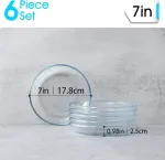 Nutriups 17.8 cm stiklinių lėk&scaron;čių rinkinys, 6 vnt., skaidrios stiklinės lėk&scaron;tės, 6 grūdinto stiklo lėk&scaron;čių rinkinys, desertinės lėk&scaron;tės, stikliniai indai, galima plauti indaplovėje ir naudoti mikrobangų krosnelėje