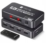 &Scaron;akotuvas Hdmi jungiklis Techly Hdmi 2.0b 3x In, 1x Out 4k60hz su Ir nuotolinio valdymo pulteliu