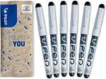 Pilot v-pen ra&scaron;iklis su nerūdijančio plieno plunksna m, 6 vnt. rinkinys (juodas)