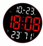 Skaitmeninis Led sieninis laikrodis, paprastas stalo laikrodis, 12 colių, raudonas