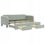 Fotelis &Scaron;viesiai pilka i&scaron;traukiama sofa su stalčiais, 90x200 cm