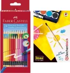 Faber-castell 116625 &ndash; trinami spalvoti pie&scaron;tukai, 24 vnt. kartoninėje dėžutėje + idena 10387 pie&scaron;imo bloknotas, din a4, 20 lapų, 120 g/m&sup2;, 1 vnt.