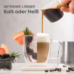 Cosumy 4 dvigubų sienelių termopuodeliai kapučino kavai su rankena 250 ml - ilgiau i&scaron;laiko temperatūrą - apsaugo rankas - su dovanų dėžute