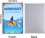 Globleland Goldfish Shark vintažinė metalinė skardos i&scaron;kaba, meno plok&scaron;telė, retro plakatas "mindset Is Everything", metalinės sienų dekoratyvinės skardos i&scaron;kabos 30 x 20 cm namų virtuvės baro kavinės klubo vasaros dekoravimui
