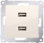 Kontakt-Simon įkroviklis 2xUSB 2.1A 5V / DC kremas (DC2USB.01 / 41)