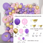 Rožinė Violetinė Butterfly balionų rinkinys (139 pcs)