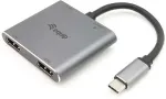 Equip USB-C koncentratorius USB-C St -> 2x HDMI, PD, USB3.0 Bu 0,15 cm pilkas
