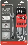 Facom 467B.JP12PB Reketiniai kombinaciniai veržliarakčiai, 12vnt., 7-19mm, 72 dantys, 15&deg; kampas, OGV&reg; profilis, I-sijos profilis