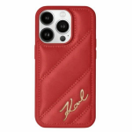 Apple iPhone 13 / 14 / 15 Karl Lagerfeld Diagonal Quilted Script (KLHCP15SPQDSMGR) dėklas telefonui raudonos spalvos