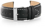 Pacific W26 leather watch strap - PREMIUM - juodas/baltas - 22mm