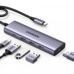 HUB Ugreen CM511 15597 5in1 USB-C - USB-C PD / HDMI / 3x USB-A 3.0 - pilkos spalvos
