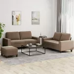 Sofa Sofos komplektas, 3 dalių, rudos spalvos, audinys