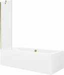 Vonia Mexen Cube su apdaila ir stiklo sienele, 180x80 cm + 50 cm, Baltas+Gold/Transparent