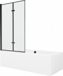 Vonia Mexen Cube su apdaila ir stiklo sienele, 180x80 cm + 100 cm (II), Baltas+Juodas frame