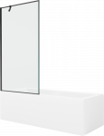 Vonia Mexen Cubik su apdaila ir stiklo sienele, 170x70 cm + 90 cm, Baltas+Juodas frame