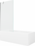 Vonia Mexen Cubik su apdaila ir stiklo sienele, 170x70 cm + 90 cm, Baltas+Chrome/Transparent