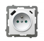 Ospel GP-1GZPUSBAC/m/00 AS Viengubas lizdas su įžeminimu ir srovės kelio skląsčiais, su USB A+C įkrovikliu, baltas GP-1GZPUSBAC/m/00