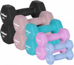 Hantelki żeliwne neoprenowe HEX komplektas 30kg (2x1kg+2x2kg+2x3kg+2x4kg+2x5kg), REBEL ACTIVE