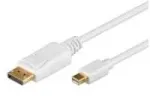 Goobay 1 m DisplayPort kabelis, 1 m, DisplayPort, Mini DisplayPort, vyri&scaron;kas, vyri&scaron;kas, balta