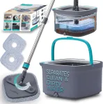 True & Tidy grindų valymo rinkinys su 2 skyrių kibiru ir 2 mikropluo&scaron;to &scaron;luostėmis SPIN-800 A