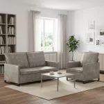 Sofa Sofos komplektas 2 vnt. &Scaron;viesiai pilka Dirbtinė zom&scaron;a