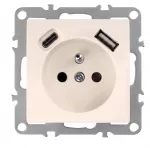 Toolight Viengubas Lizdas Su Įžeminimu + Usb-a Usb-c Oste Jnh004-g rusvai gelsvas
