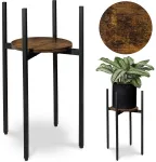 Metalinių gėlių stovas TORRE RUSTIC 60 cm, juodas, plieno augalų stovas, gėlių ekspozicija namams, metalinis stovas gėlėms