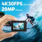 Akaso ek7000 veiksmo kamera 4k30fps su 64gb microsdxc atminties kortele povandeninė kamera 170&deg; itin plataus kampo full hd sporto kamera su 2 colių lcd ekranu 2.4g nuotolinio valdymo pultas