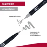 Tombow Abt Dual Pen, pilkos spalvos, ra&scaron;iklis su dviem galiukais, puikiai tinka rankų ra&scaron;ymui ir kulkų žurnalui, vandenyje tirpus, Abt-6p-6, 6 vnt. rinkinys, 1 vnt. (6 vnt. pakuotė)