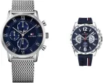 Tommy Hilfiger kvarcinis laikrodis su keliais ciferblatais vyrams su nerūdijančio plieno apyranke, nerūdijančio plieno apyrankė - 1791398 ir kvarcinis laikrodis su keliais ciferblatais vyrams su tamsiai mėlyna silikonine apyranke - 1791476, sportinis