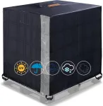 Ibc konteinerio uždangalas 1000l, 420d ibc konteinerio tentas, atsparus dulkėms, anti-uv su vandeniui atspariu užtrauktuku ir skaidriu langu lauko 275 galonų vandens talpai (120 x 100 x 116 cm)