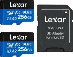 Lexar Mėlyna Micro Sd kortelė 256gb 2 vnt. iki 160mb/s skaitymo greitis Microsdxc Uhs-i kortelė C10 U3 V30 A2 Full Hd & 4k vaizdo įra&scaron;ams, didelės spartos atminties kortelė i&scaron;maniesiems telefonams/plan&scaron;etiniams kompiuteriams/veiksmo kameroms