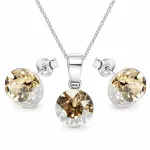 Diamond Sky Jewelry Sidabrinis papuo&scaron;alų rinkinys moterims DiamondSky &bdquo;Classic (Golden Shadow)&ldquo; su Swarovski kristalais