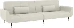 Fotelis Dvivietė sofa-lova su dvejomis pagalvėmis, kreminė, aksomas