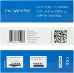 &Scaron;akotuvas POE komutatorius PNI SWPOE162, 16 POE 100 Mbps prievadų, 2 UP Link 1000 Mbps prievadai, 1 SFP 1000 Mbps prievadas, 240W, AI Extend funkcija iki 250 m, 4kV apsauga nuo žaibo