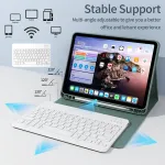Gkabxy dėklas su klaviatūra, skirtas ipad (a16) 10/11 kartos, 10.9/11 colių, (2022/2025), mink&scaron;tas tpu galinis dėklas su ra&scaron;iklio laikikliu, magnetinė nuimama bluetooth klaviatūra, qwertz i&scaron;dėstymas, night žalias