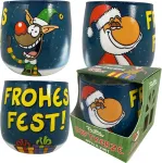 United Labels Ralph Ruthe žvakė stiklinėje, kvapioji žvakė obuolių ir cinamono aromato, Xmas Merry Fest Santa ir Rudi, dovanų kvapioji kalėdinė žvakė
